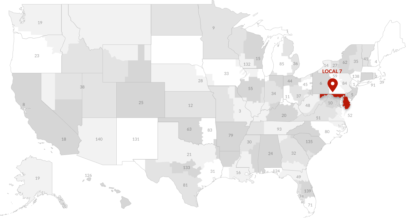 IUEC Local 7 map with pin IUEC Local 7 map with pin